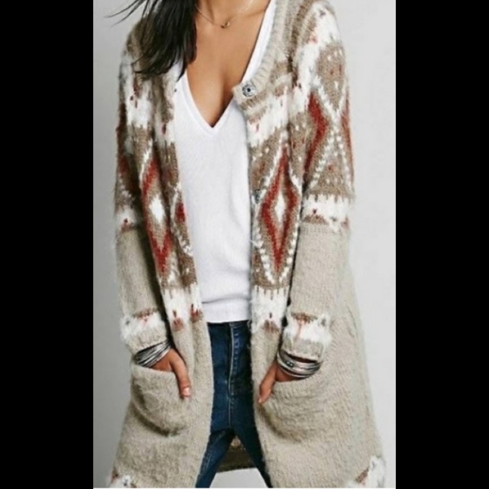 Free People Frosted Fairisle Cardigan size XS